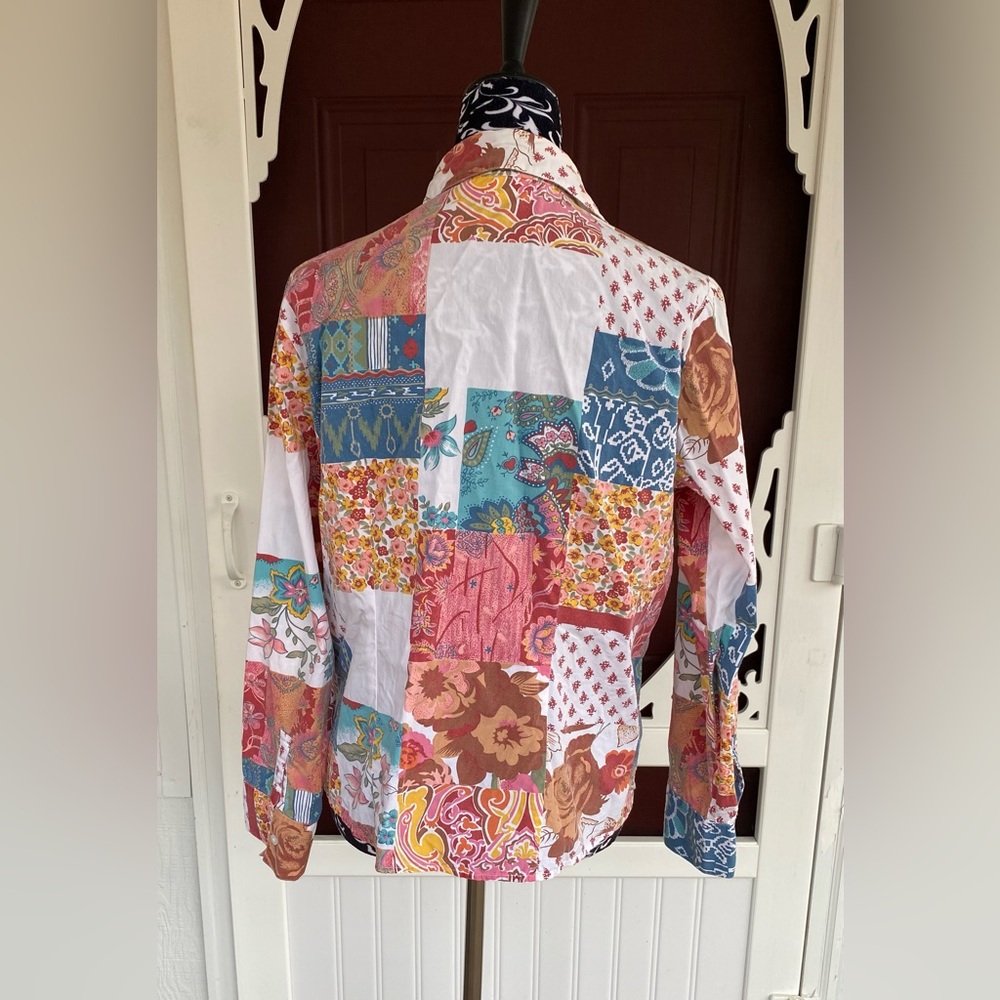 Kim Rogers Women’s Button Up Patchwork Paisley Design Top Size Medium - Picture 9 of 16